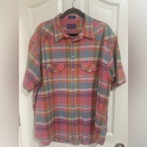 Men’s PENDLETON Faux Pearl Snap Multicolor 100% Cotton Western Shirt‎ XXL.